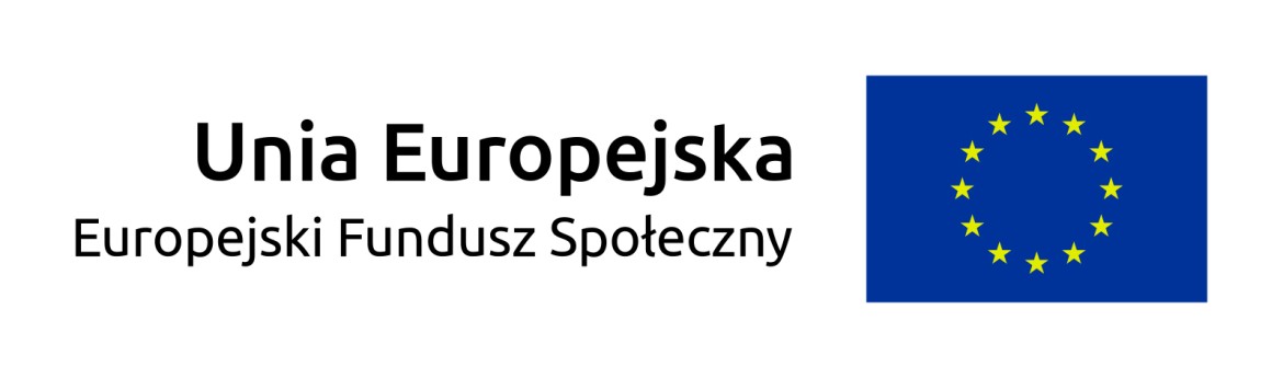 Flaga Unii Europejskiej z podpisem Unia Europejska Europejski Fundusz Społeczny